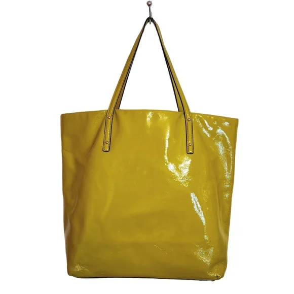 Kate Spade Patent Leather Large Shopper Tote Bag Yellow - Picture 4 of 12